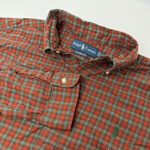 Ralph Lauren Large Men's Classic Red Green Plaid Cotton Long Sleeve Button Shirt
